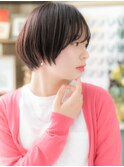 黒髪くすみカラー前下がりミニボブショートh3川口20代30代40代