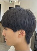 フェザーパーマ/グレーブルーカラー/刈り上げショートパンク