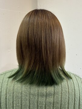 ラレヴ(Le Reve) 裾カラー エンドカラー ミディアム グリーンカラー アッシュ