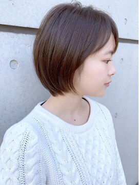 モリオ フロム ロンドン 成増店 丸みコンパクトショート_ことりベージュ毛先パーマ