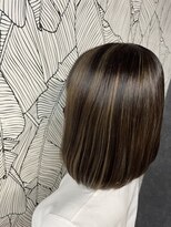 アローズ 荒尾店(arose)&nbsp;シースルーバングエアストレート縮毛矯正ボブブラウンハイライト