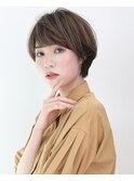 大人可愛いショート 前髪あり グレーベージュ