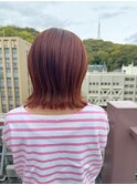 #春カラー #オレンジカラー #切りっぱなし #くびれボブ #暖色