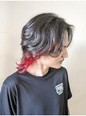 メンズウルフ.ロングウルフ.インナーカラー.カルマパーマ