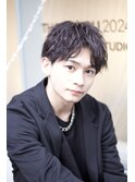フェザーパーマ グレー ブルーカラー 刈り上げショート パンクｋ