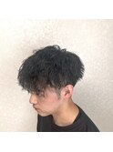 メンズカット/ブルーブラック/フェザーパーマ[十条/十条駅]