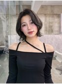 前髪なし外ハネボブ骨格ひし形レイヤーカットイメチェンミディ