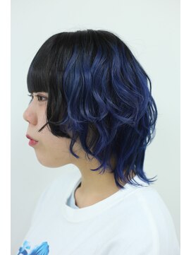 クリーン ヘアデザイン(CLLN hair Design) 【CLLN】ブラック&ブルーグラデーション ウルフスタイル