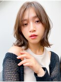 小顔/マロンベージュ/セミウェットウェーブ/ハイライトカラー