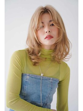 シェル 吉祥寺(shell) くびレイヤーエモージュ前髪モテベージュレイヤーミディ/吉祥寺