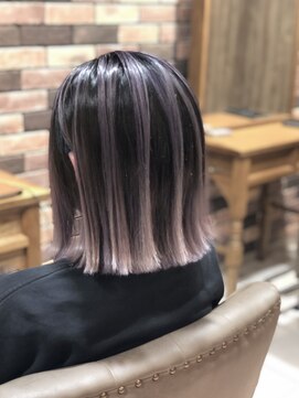 ホワイト 伊勢崎(WHITE) ブリーチ歴をリペア！外国人風バレイヤージュ☆ラベンダーピンク