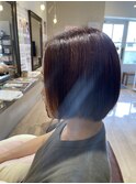 20代30代ミニボブココアブラウン小顔美肌ストレート丸み