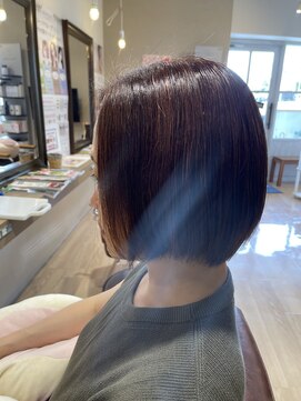 ハピエル ヘアークルー(HAPPYEL hair crew) 20代30代ミニボブココアブラウン小顔美肌ストレート丸み