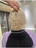 ブリーチパーママッシュパーマショートホワイトブランドパーマ