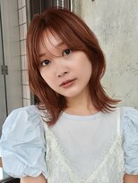 ガーデンヨコハマエスト(GARDEN YOKOHAMA est)&nbsp;くびれヘア ミディアム レイヤーカット アプリコットオレンジ