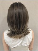 前髪 アンブレラカラー こなれミディ イメチェン ウェーブパーマ