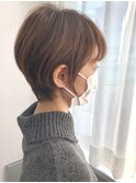 大人可愛い20代30代40代黒髪前下がりショートボブ丸みショート◎