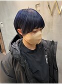 ◆ネイビーブルー/ブルーブラック/ショートスタイル/美髪/ツヤ髪