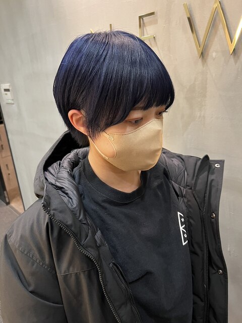 ◆ネイビーブルー/ブルーブラック/ショートスタイル/美髪/ツヤ髪