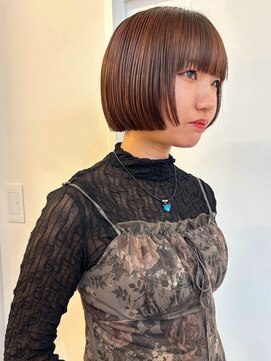 パーク 福岡天神西通り店(parc) オレンジブラウン ストレート 切りっぱなしボブ ダブルカラー