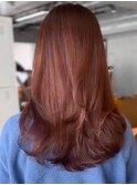 ウェーブパーマこなれミディ前髪レイヤーカット厚めバング