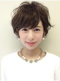 ショートヘア/パーマ/ひし形シルエット/前髪あり/30代・40代