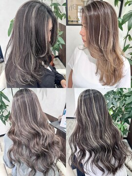 ベルヘアーデザイン 堺東(Belle hair Design) ハイライトレイヤーカットイルミナカラー韓国風グレージュ堺東