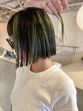 ルーム(Loom.) デザインカラーコントラストハイライト切りっぱなしボブ