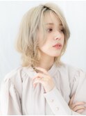 透明感ハイトーンカラー先パーマウルフカットk小山10代20代