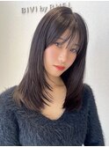 桑名ロングレイヤーカットハッシュカット透明感カラー重めロング