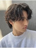 原宿波巻きスパイラルパーマセンターパートサーフカールウルフ
