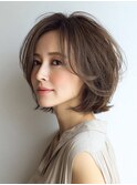 白髪ぼかし脱白髪染め似合わせショートボブ40代50代60代
