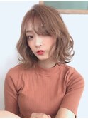 ミントグリーンホワイティアッシュ×ウルフボブ×くせ毛ショート