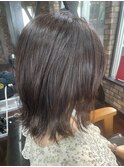 外ハネボブミディ 透明感ベージュカラー 暗髪カラー