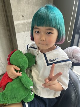 ガルボ ヘアー(garbo hair) キッズカラー　マーメイドデザイン　ターコイズ　ピンク　子供