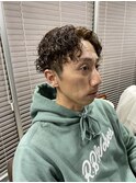 ハイライト マッシュパーマ ウルフ アッシュブラック