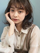 小顔前髪顔周りレイヤー×グレージュカラー デザインカラー