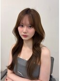 ヨシンモリハニーベージュシースルーバング_くびれヘア