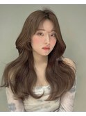 【大人韓国】くびれレイヤー/前髪/アッシュグレージュ/ツヤ髪