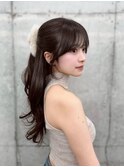 顔まわりカット　韓国ヘア　前髪カット　レイヤーカット