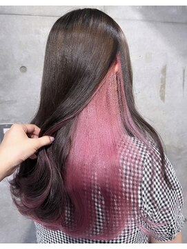カリーナコークス 原宿 渋谷(Carina COKETH) ブリーチ2回のミルキーピンクインナーカラーダブルカラー