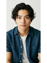 キャンバス バイ ネオリーブ 横浜西口(Canvas by neo.)&nbsp;サーフカール/ブルーブラック/フェザーパーマ/横浜/横浜駅/sk54