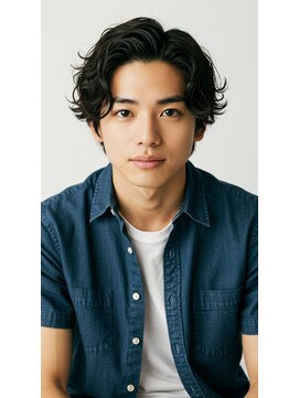 キャンバス バイ ネオリーブ 横浜西口(Canvas by neo.) サーフカール/ブルーブラック/フェザーパーマ/横浜/横浜駅/sk54