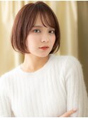 □マロンベージュ斜めバング大人美人丸みボブ406-2浦和30代40代