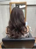 大人可愛い小顔こなれカールチョコレートカラーブリーチなし