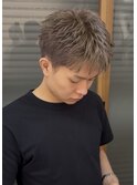 フェザーショートアップバングセンターパートメンズハイライト