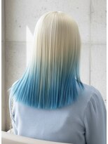 プネル(punel) ターコイズカラー 裾カラー 抜きっぱなしブリーチ 原宿