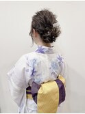浴衣ふわふわシニヨンアレンジ