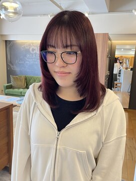 ヘア プロデュース キュオン(hair produce CUEON.) チェリーレッド×フェイスレイヤー