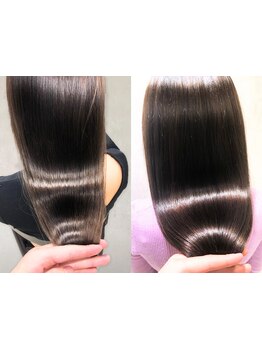 コラーゲン配合の縮毛矯正＋髪質改善で地毛のように自然な理想のストレートに♪【髪質改善/縮毛矯正/韓国】